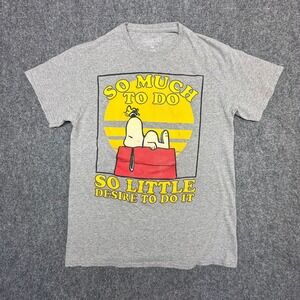 Peanuts Snoopy Graphic T-Shirt Medium Gray So Much To Do Short Sleeve